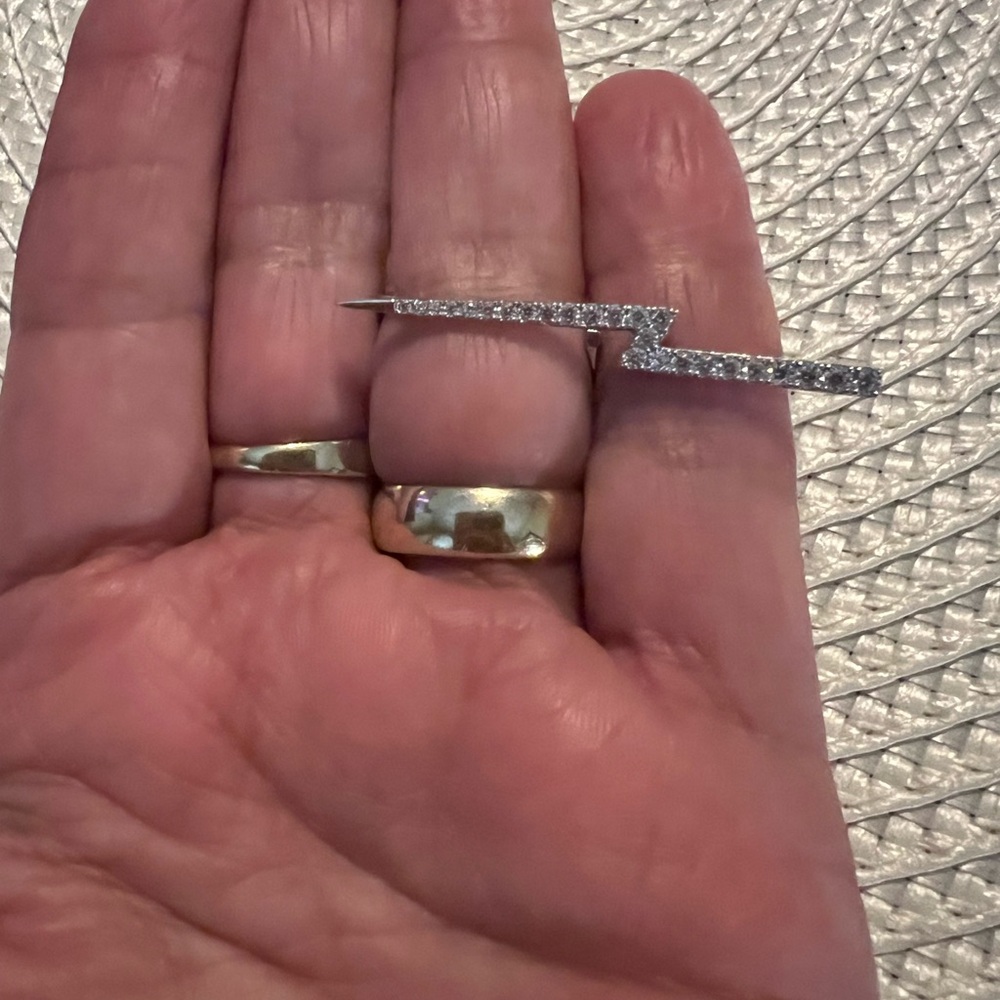 .925 Silver Lightning Bolt Double Ring - image 3